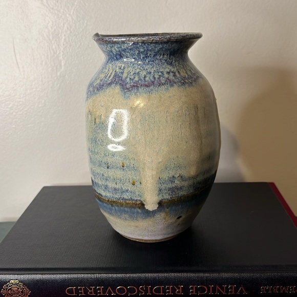 Handmade Studio Art Pottery Hanging Planter Wall Pocket Stoneware Vase Stamped - Picture 6 of 8